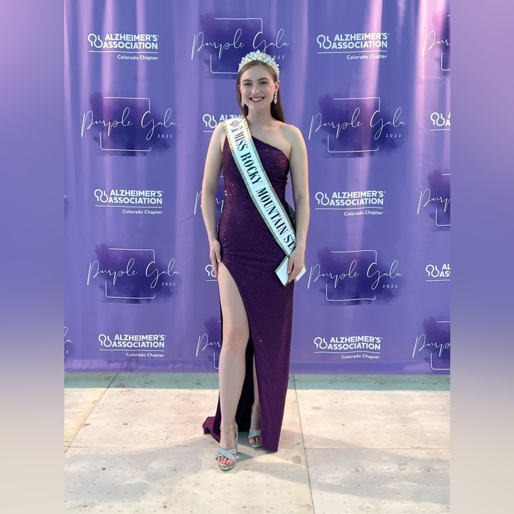 Sherri Hill Plum High Slit Dress